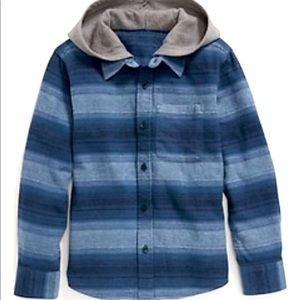 Old Navy Boys Button Down Hooded Flannel Shirt